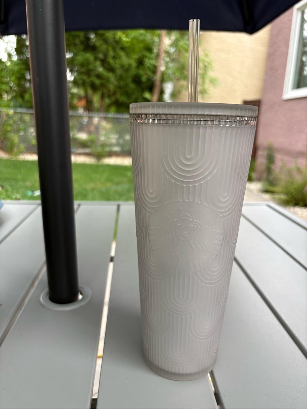 Starbucks Light Gray Matte Textured Tumbler with Clear Straw